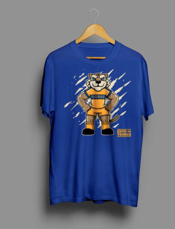 Camiseta Azul Mascota Tigres niños Camiseta Azul Mascota Tigres niños