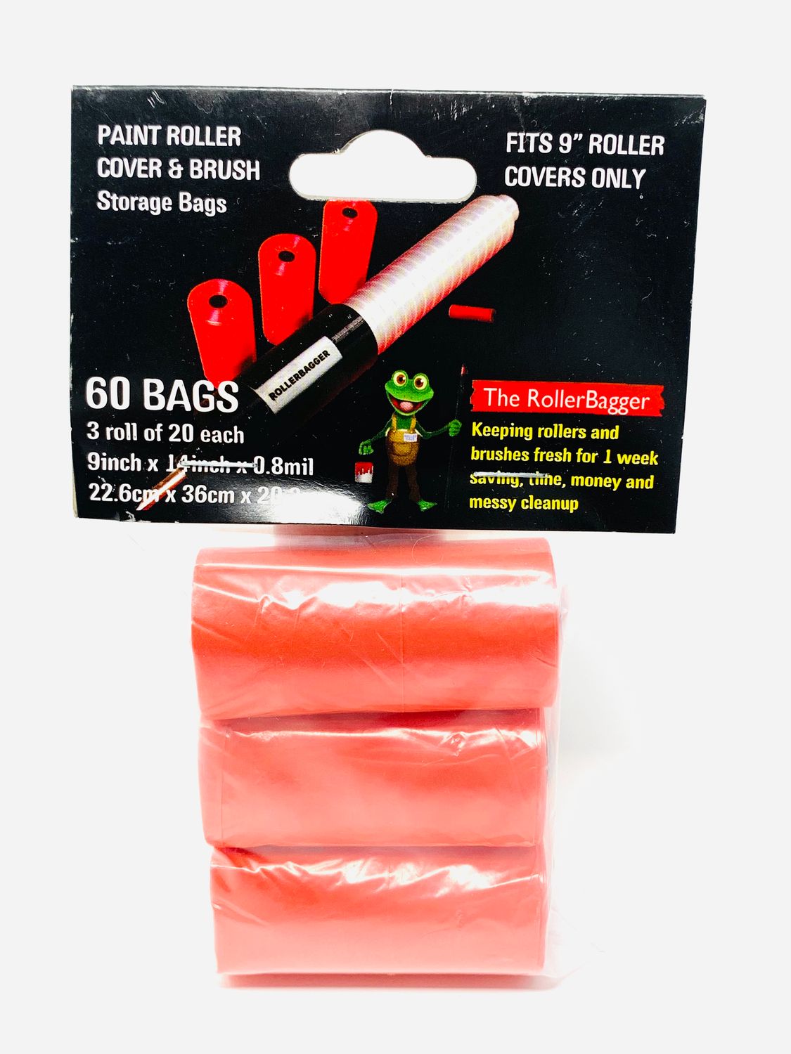 Roller Dave The RollerBagger 3 Pk 60 Count Paint Roller Cover Temporary Storage Refill Bags for 9&quot; Roller Covers.