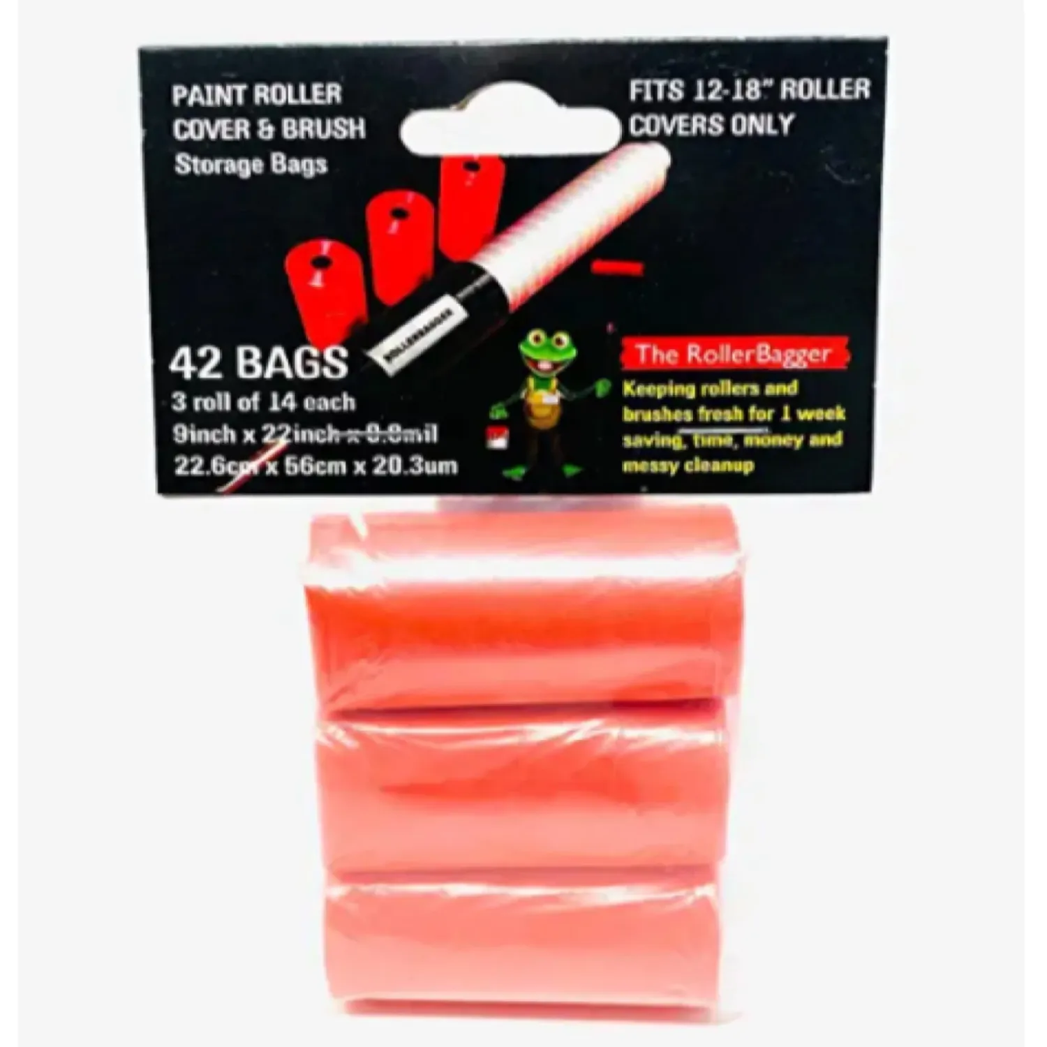 Roller Dave The RollerBagger  42 Count large refill plastic bags for 9" - 18" wet paint roller cover storage.
