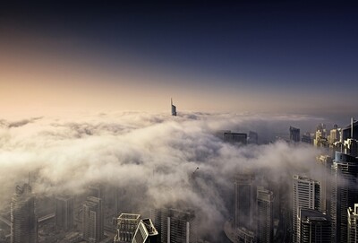 Dubai Skyline Fog on Alu-Dibond or Plexiglas Dubai Skyline Fog on Alu-Dibond or Plexiglas