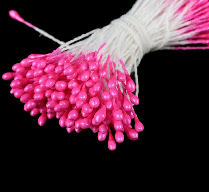 Тычинки для искусственных цветов "Капельки розовые" (набор 170 шт) длина 6 см Пластик, текстиль