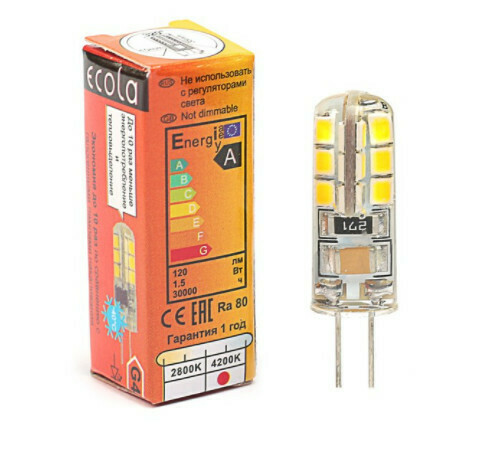 Лампа светодиодная Ecola Corn Micro, 1.5 Вт, G4, 4200 K, 320°, 35х10 мм