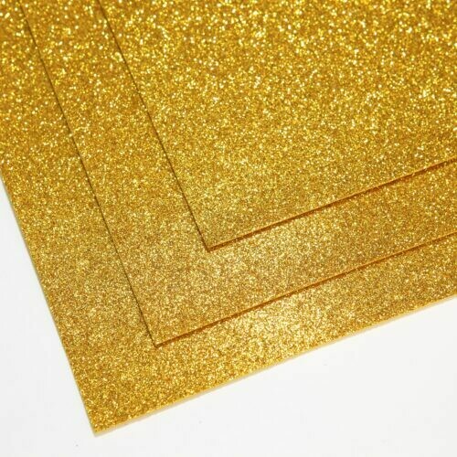Желтое золото Фоамиран глиттерный, толщина 1.5мм, лист 60x70см