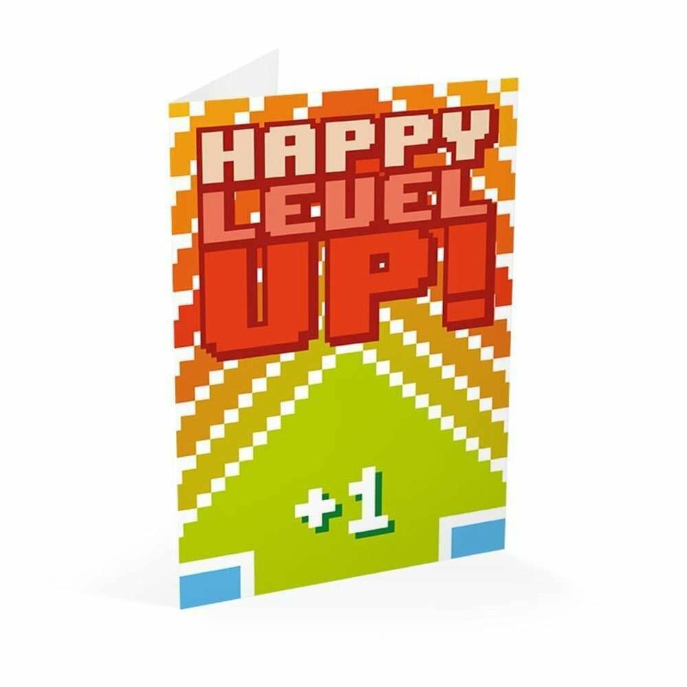 Tarjeta Felicitación Gamer Happy Level Up