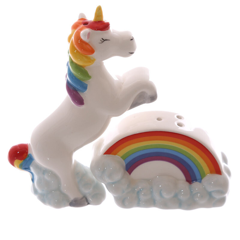 Set de Salero y Pimentero Unicornio y Arco Iris