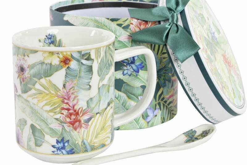 Taza Floral con Cajita Regalo