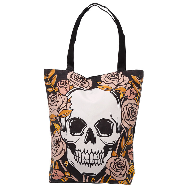 Bolso Calavera de Algodón con Cremallera y Forro