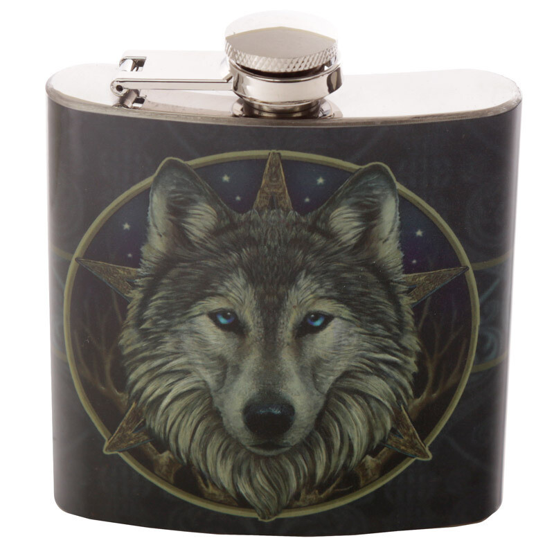 Petaca Lobo Celta Acero Inox