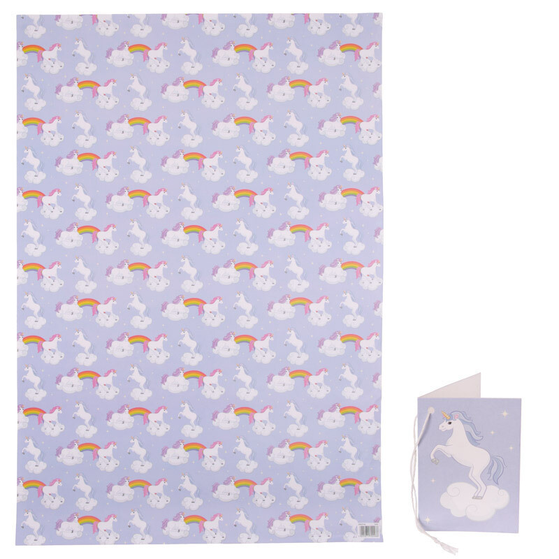 Papel de Regalo Unicornio y Arco Iris