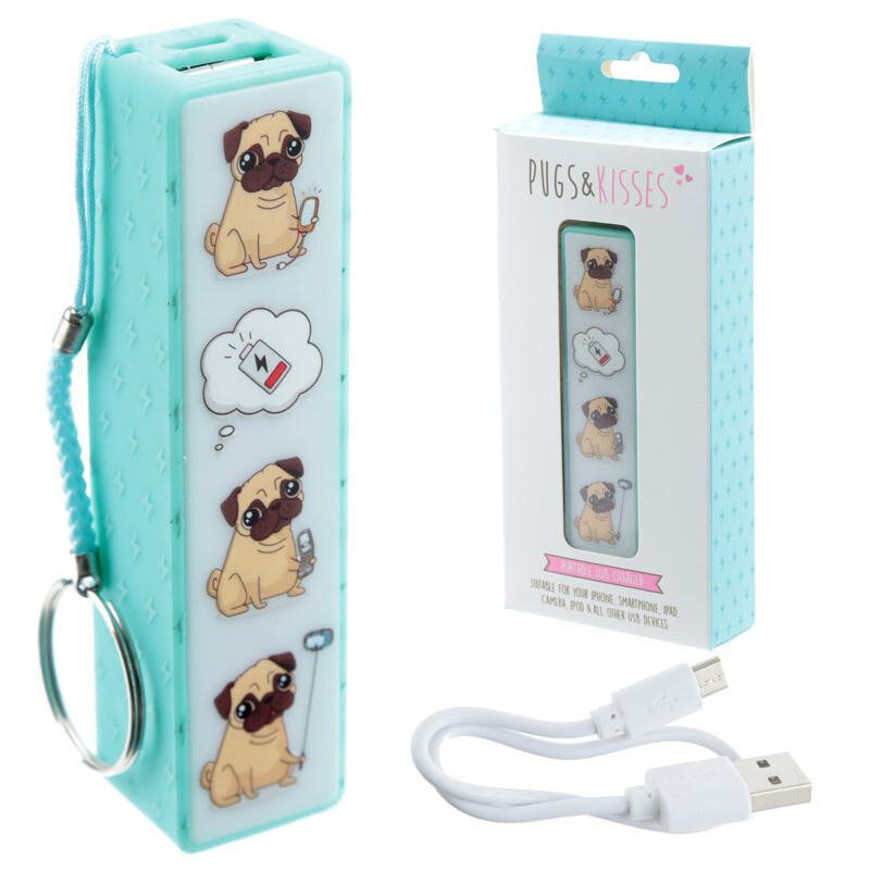 Cargador Portátil USB Perro Carlino