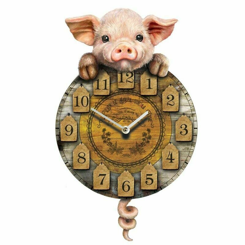 Reloj Cerdito Rústico
