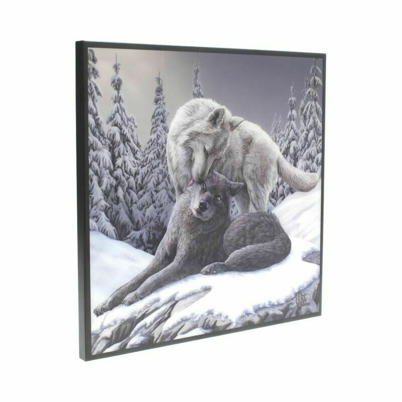 Cuadro Cristal Lobos Besos en la Nieve