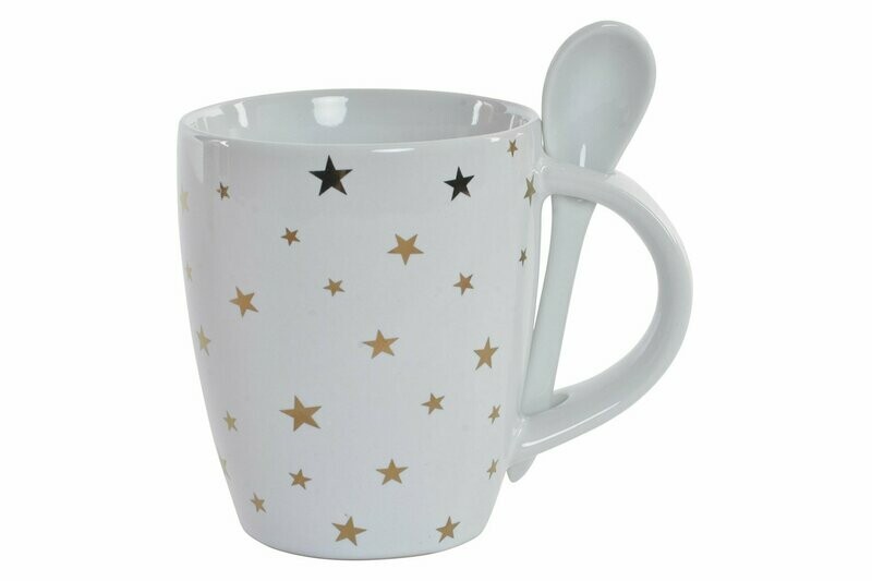 Taza Porcelana Estrellas con Cuchara