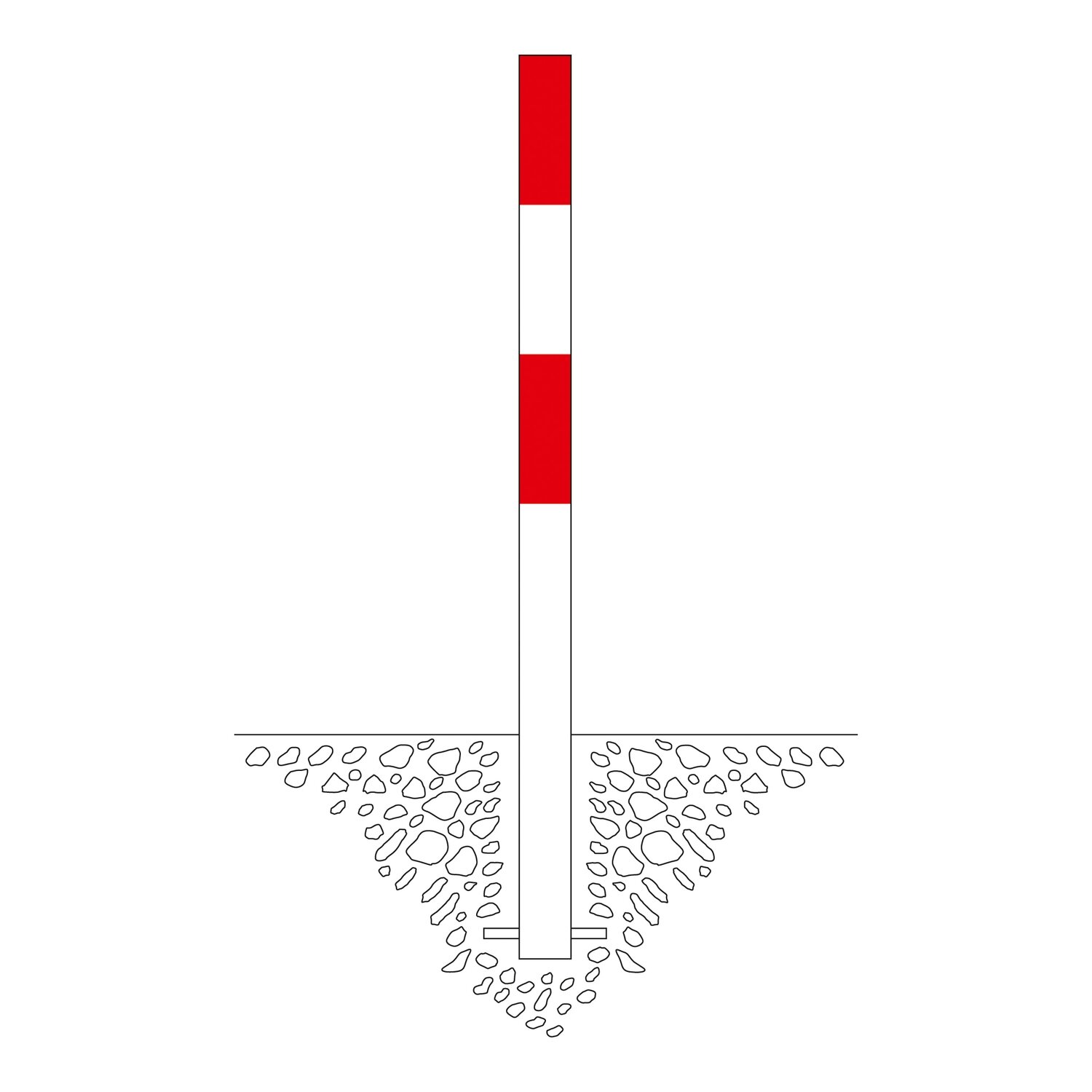 MORION afzetpaal 76mm Ø, rood/wit gecoat, 1 oog
