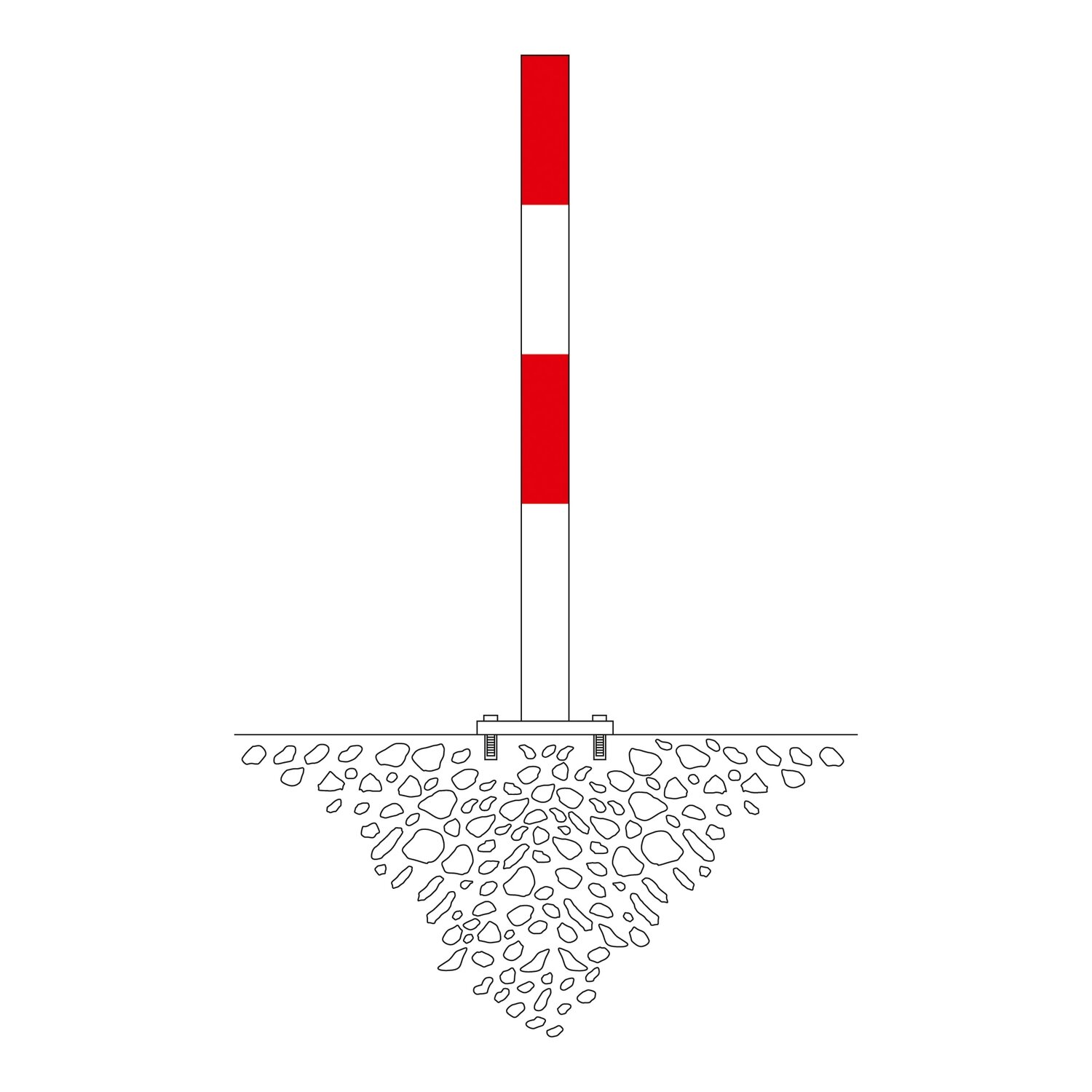MORION afzetpaal 70x70mm, rood/wit gecoat, 1 oog
