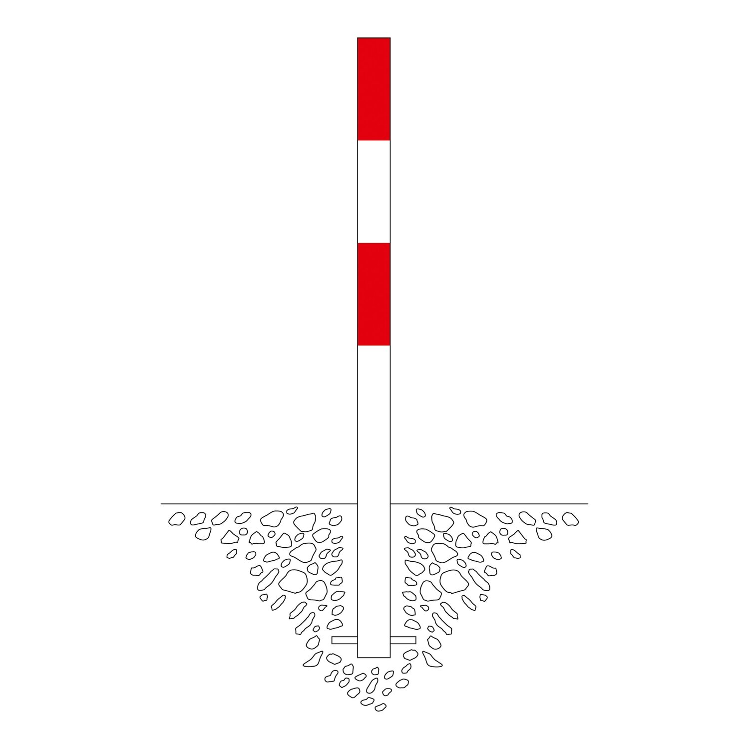 MORION afzetpaal 70x70mm, betonneren, rood/wit.