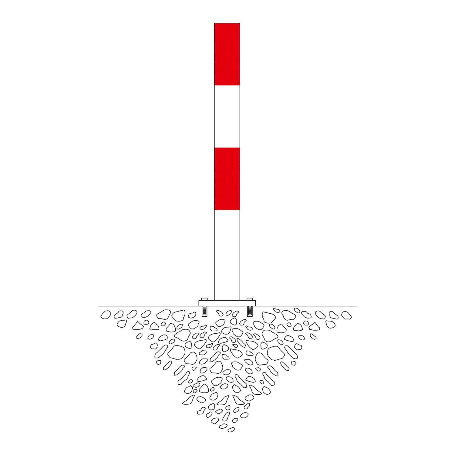 MORION afzetpaal 90mm Ø, te pluggen, rood/wit, 1 oog.
