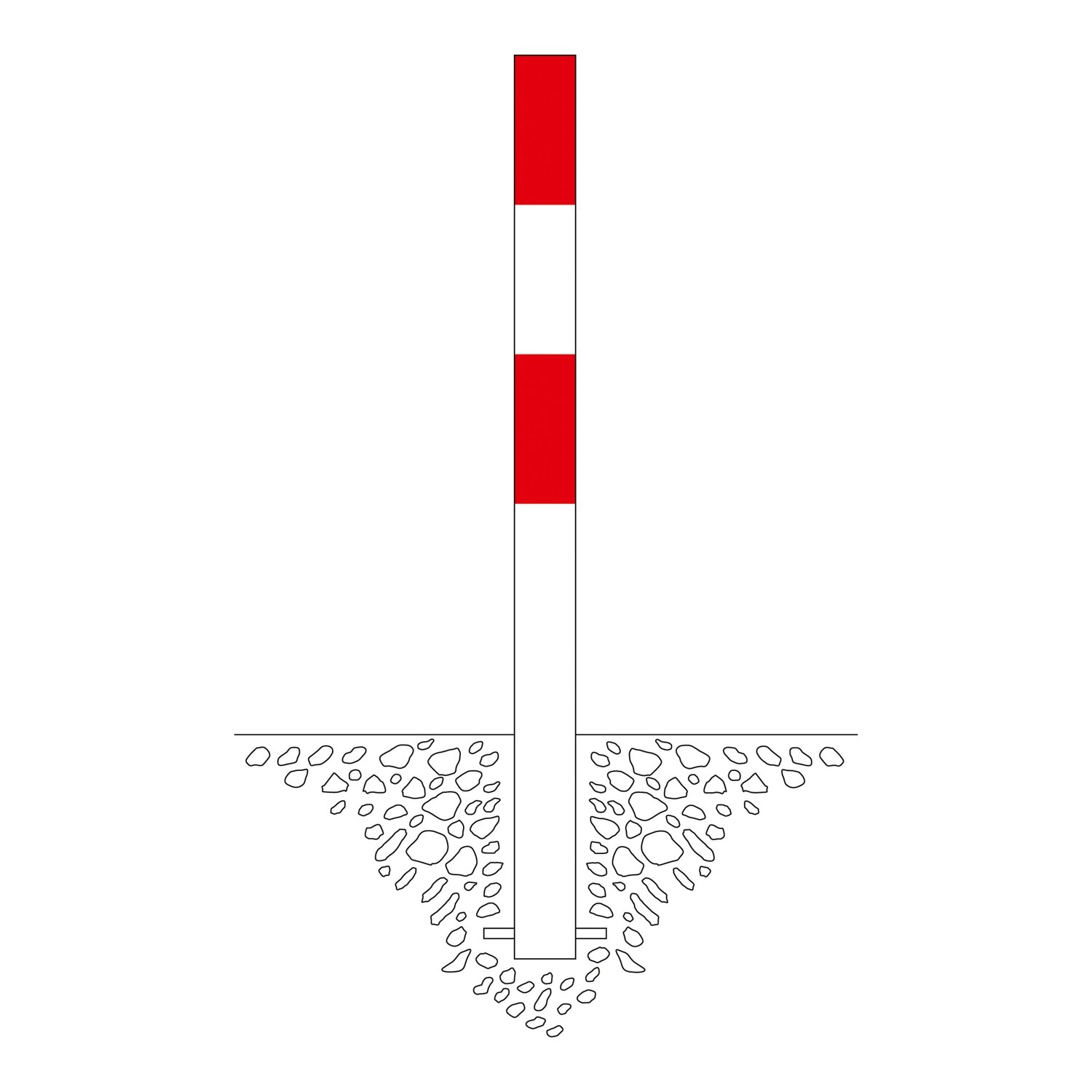 MORION afzetpaal 90mm Ø, beton, rood/wit lak, 1 oog
