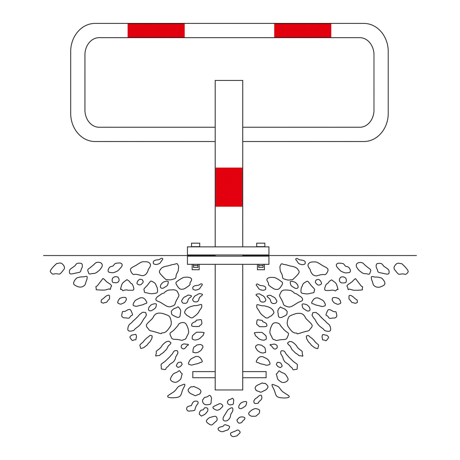 Sesam-privat Kip-Paal, beton, rood/wit, rode reflect. ringen