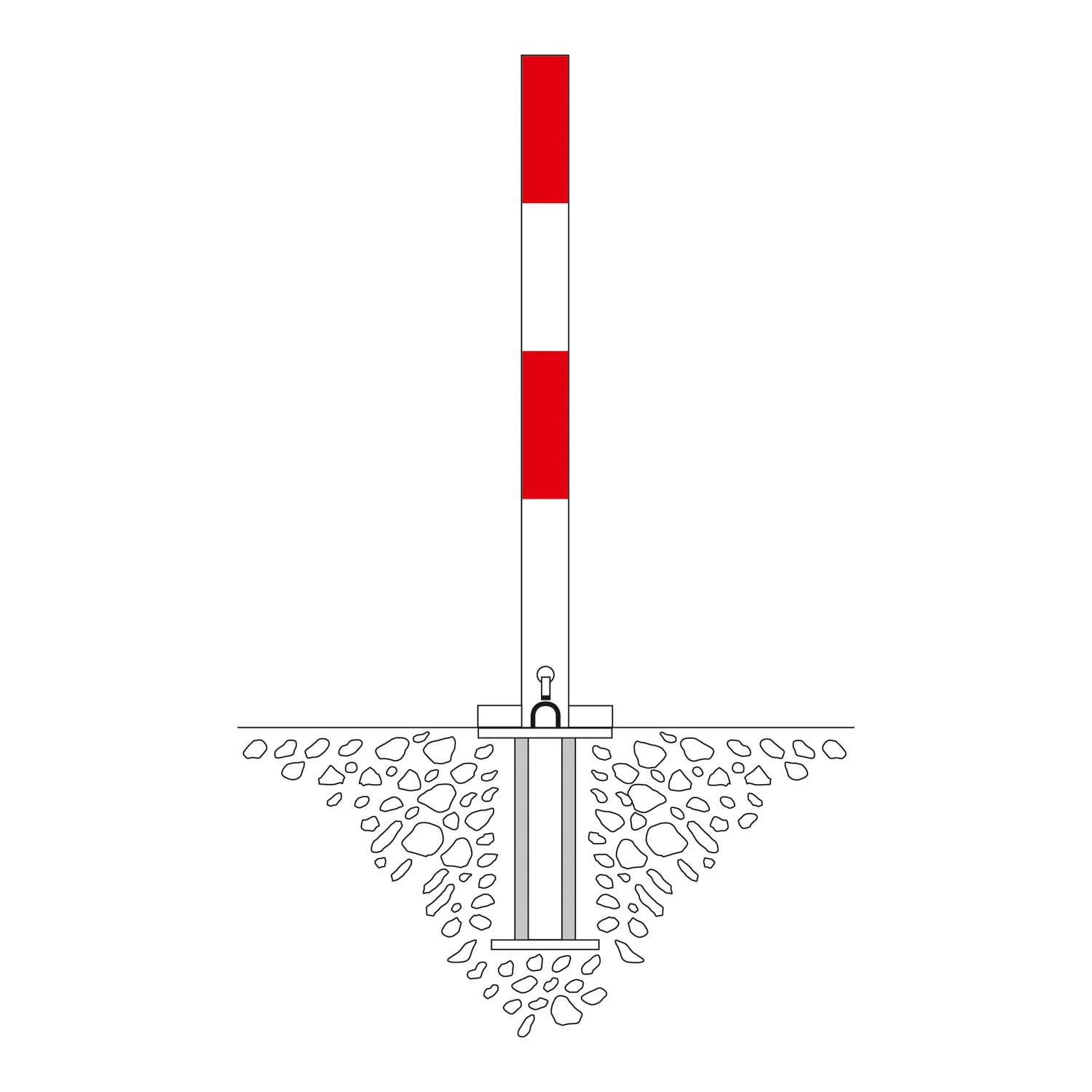 Sesam A Kip-Paal 70x70mm beton, rood/wit, sluitcilinder