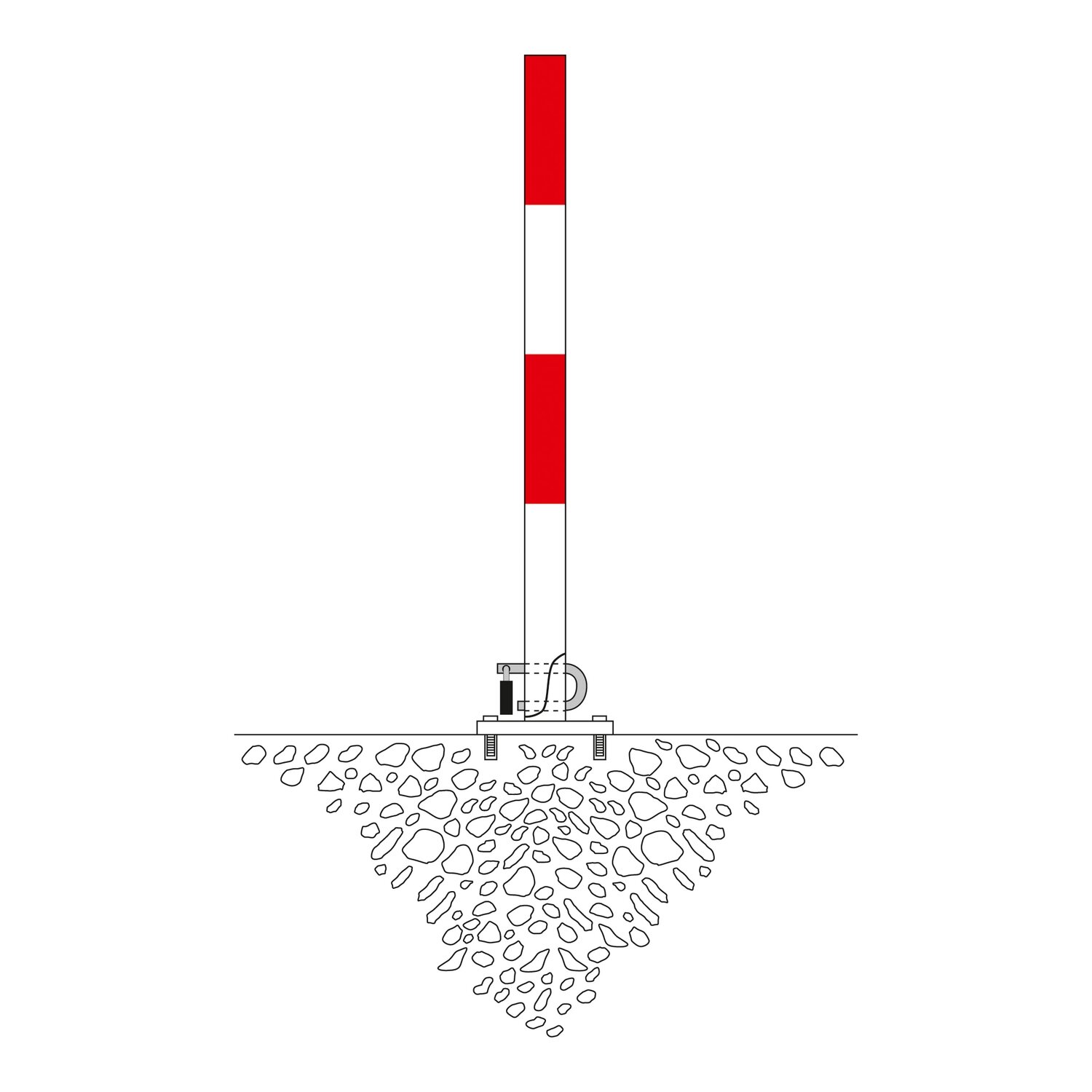SCHUPO Kip-Paal  60mm Ø te pluggen, rood/wit, beugel incl.
