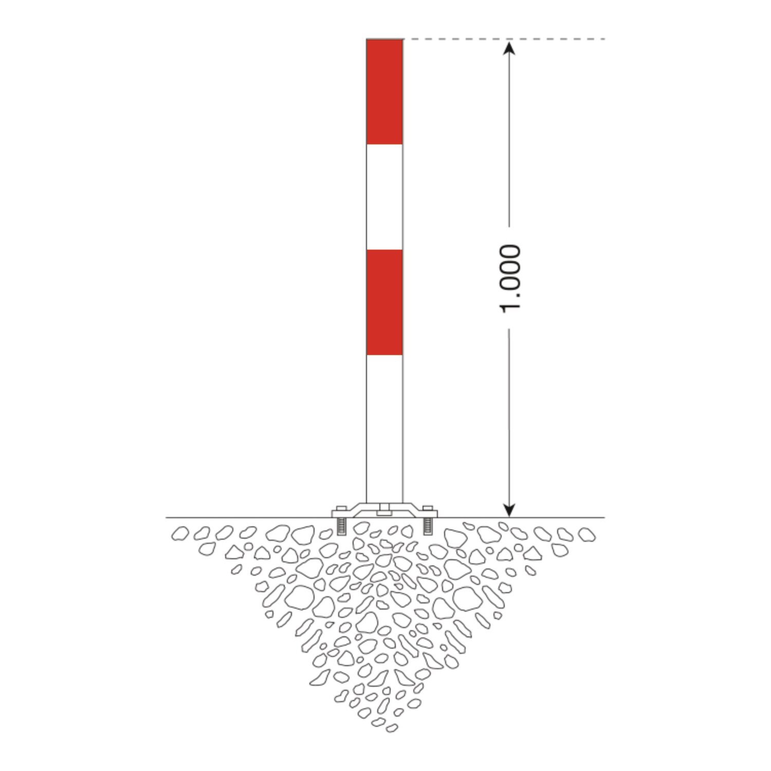PARAT B-afzetpaal 76mm Ø, 1000mm, pluggen, therm. verz., 2 ogen