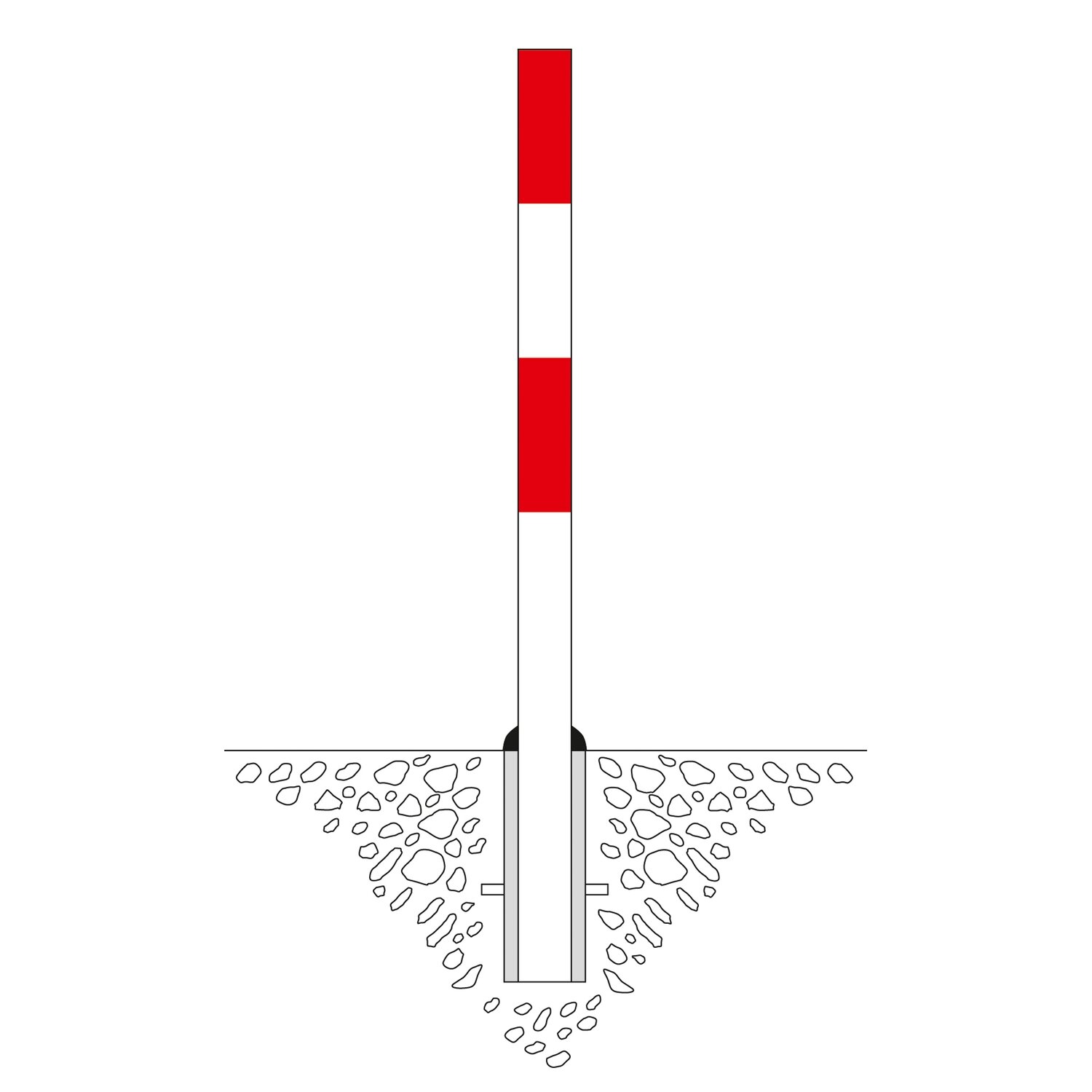 PARAT-A uitneembare afzetpaal 76mm Ø, cillinderslot, 1 oog R