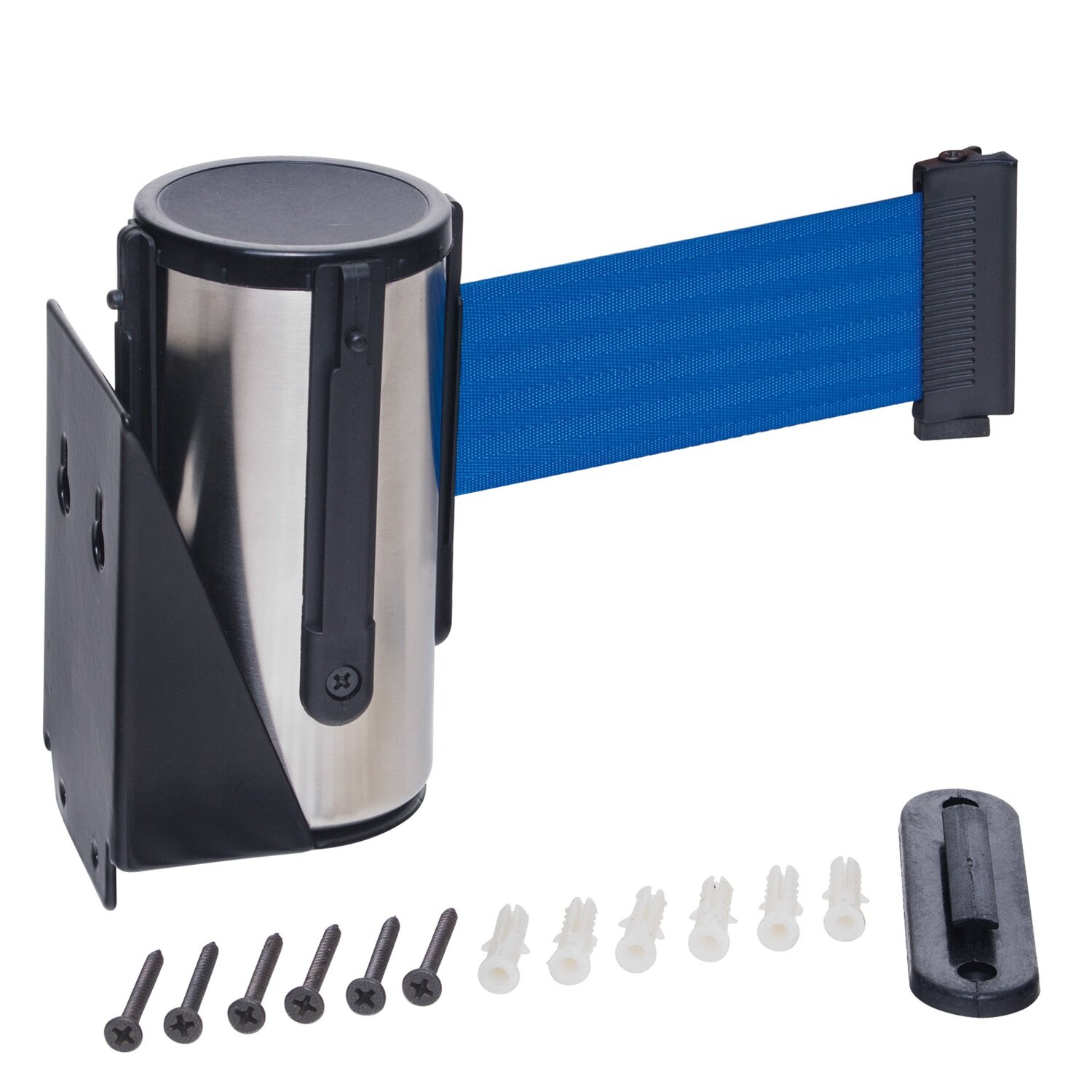 MORION wandriem in cassete (edelstaal)  blauw, wandmontage, SET.