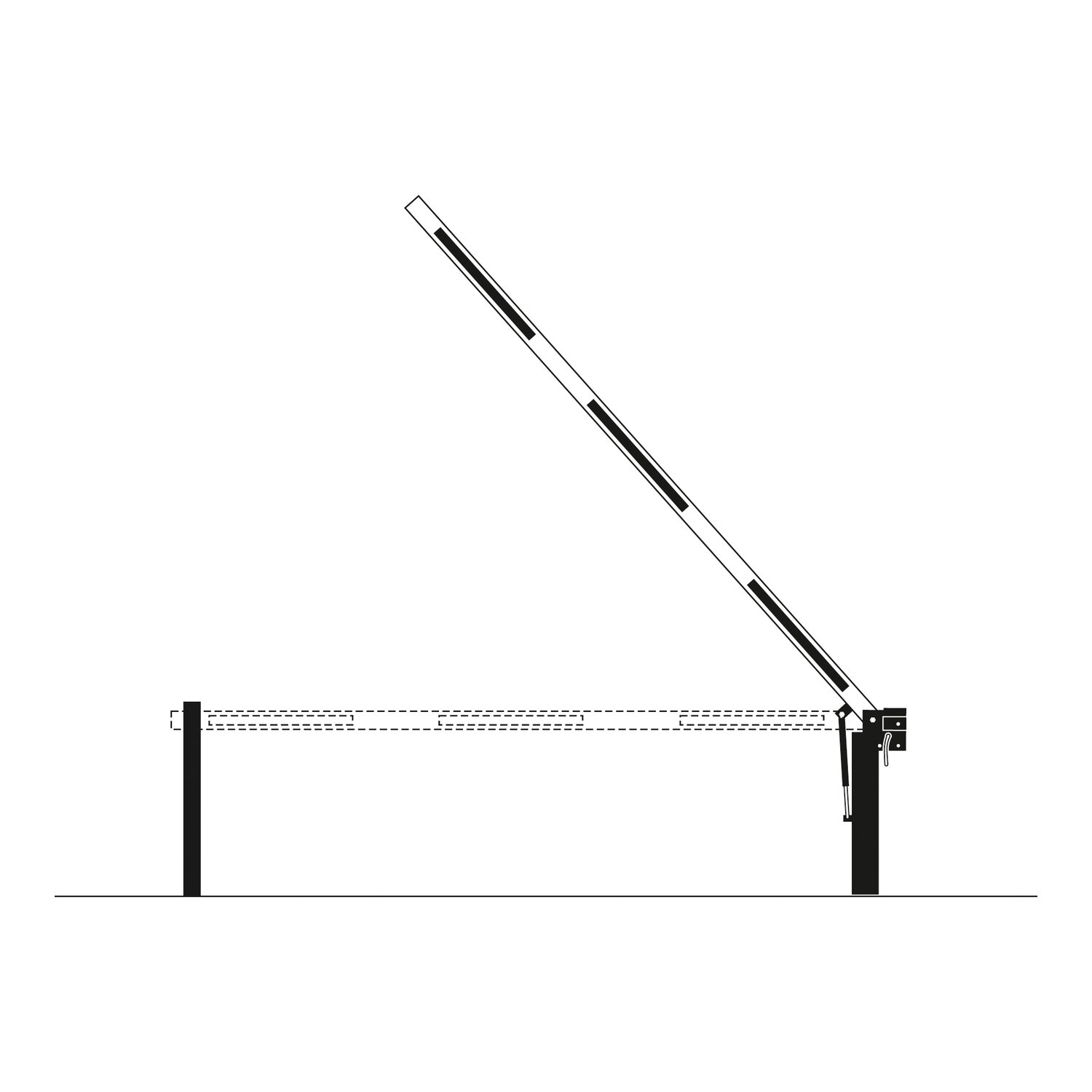 COMPACTE slagboom met gasdrukveer 4820mm vaste oplegpaal.