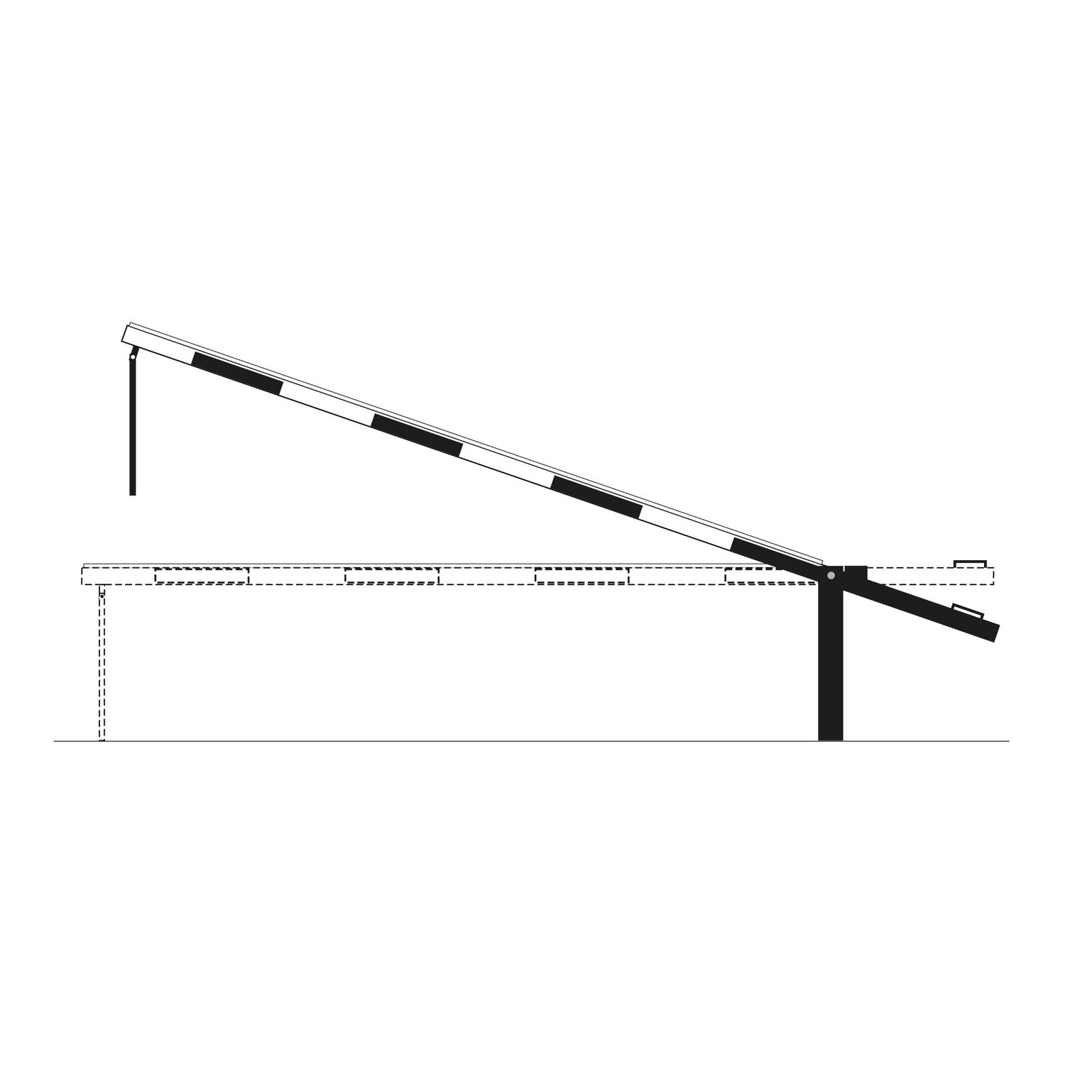 COMPACT slagboom met slingersteun te pluggen, 3500mm.