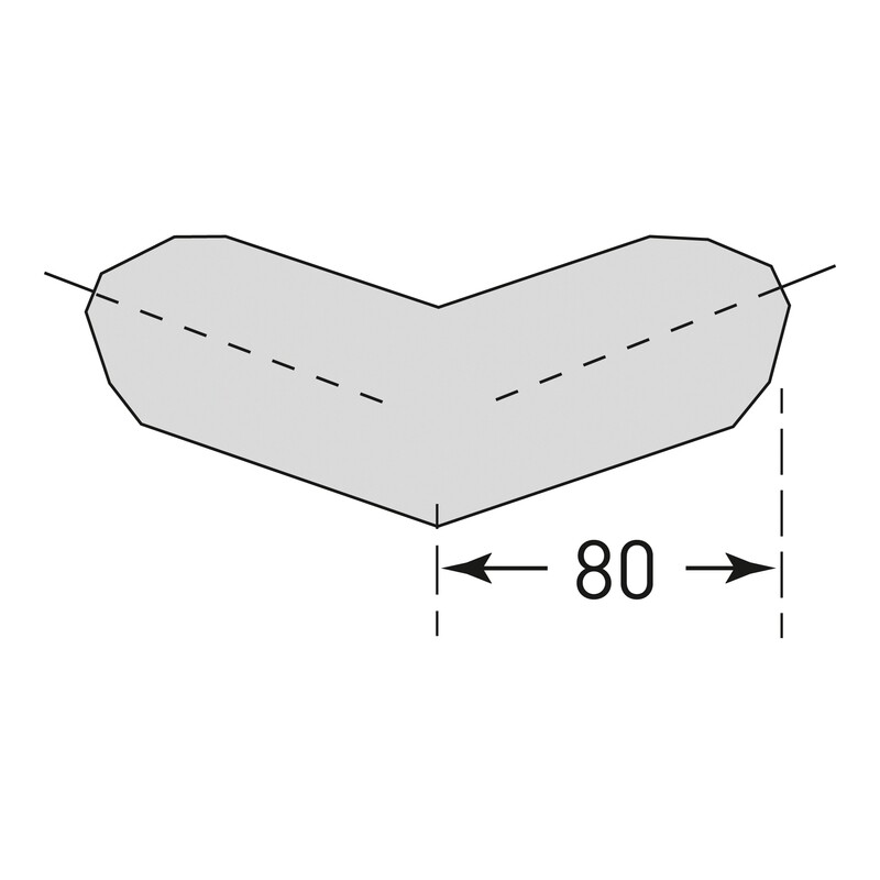 Toebehoren, randbescherming, trapezium buitenhoek tweebenig.