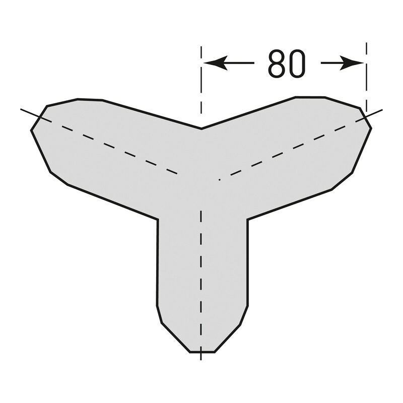 Toebehoren, randbescherming, trapezium buitenhoek driebenig.