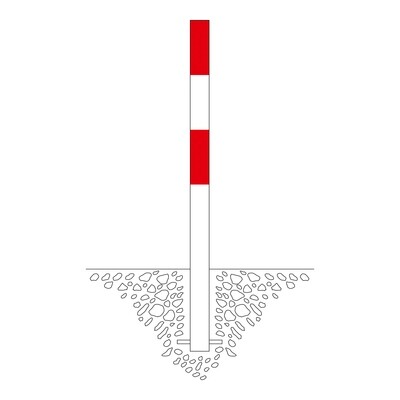 MORION afzetpaal 76mm Ø, betonneren, rood/wit gecoat.