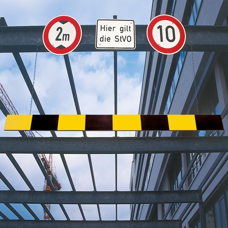 MORION hoogtebegrenzer aluminium, breedte 4000mm, zwart/geel.