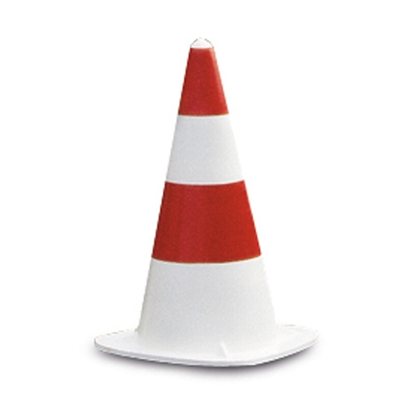 EUROPA verkeerskegel JUNIOR, wit met 2 rode ringen, H 510mm.