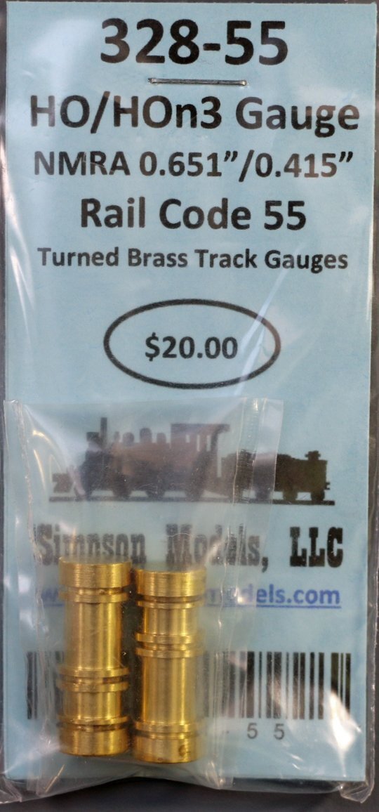 328-55 - HO/HOn3 Dual Gauge Rail Code 55 Turned Brass Track Gauge