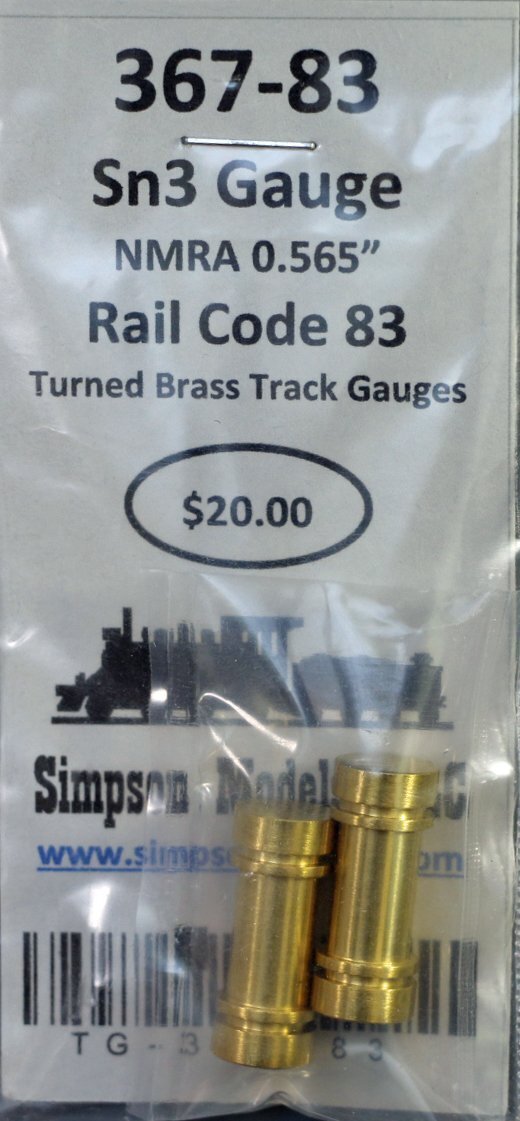 367-83 - Sn3 Gauge Rail Code 83 Turned Brass Track Gauge