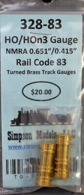 328-83 - HO/HOn3 Dual Gauge Rail Code 83 Turned brass Track Gauge