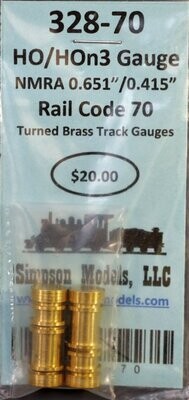 328-70 - HO/HOn3 Dual Gauge Rail Code 70 Turned Brass Track Gauge