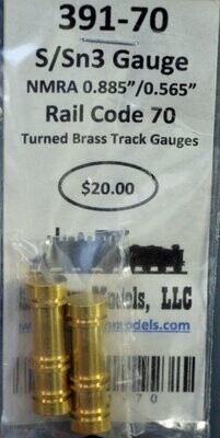 391-70 - S/Sn3 Dual Gauge Rail Code 70 Turned brass Track Gauge