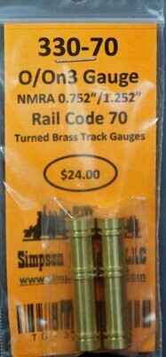 330-70 - O/On3 Gauge Rail Code 70 Turned Brass Track Gauge