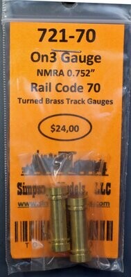 722-70 - O Gauge Rail Code 70 Turned Brass Track Gauge