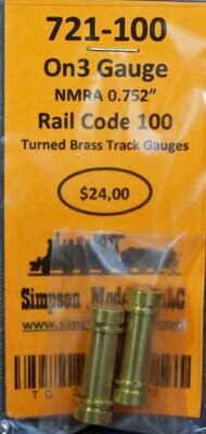721-100 - On3 Gauge Rail Code 100 Turned Brass Track Gauge