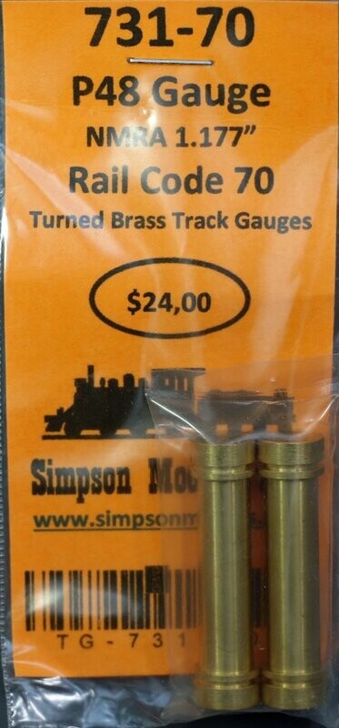 731-70 - P48 Gauge Rail Code 70 Turned Brass Track Gauge