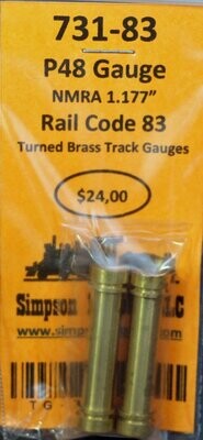 731-83 - P48 Gauge Rail Code 83 Turned Brass Track Gauge