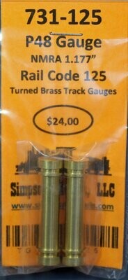 731-125 - P48 Gauge Rail Code 125 Turned Brass Track Gauge