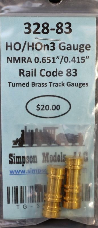 328-83 - HO/HOn3 Dual Gauge Rail Code 83 Turned Brass Track Gauge