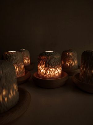 Photophore Lueur - Porcelaine &amp; Frêne