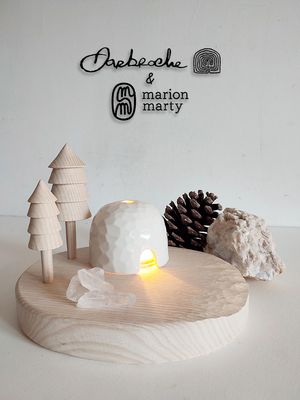 Photophore Igloo - Porcelaine &amp; Frêne