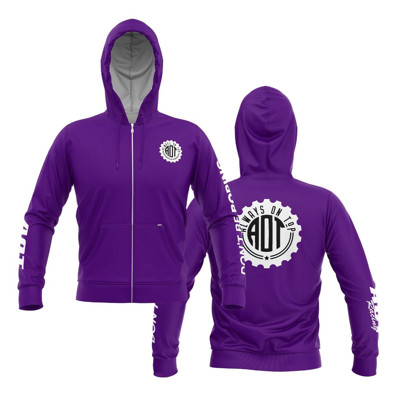 AOT Cog Embroidered Pullover Hoodies, Color: Purple- 48